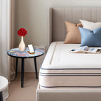 Round End Table, Small Round Drink SideTable, 3 Legged Living Room End Tables, Mid Century Modern Small Coffee Table for Bedroom Balcony Living Room (15.75" D x 18.5" H)