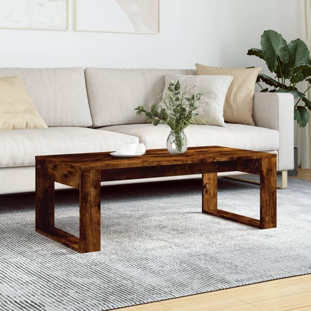vidaXL Smoked Oak Coffee Table - Modern Style Engineered Wood 40.2"x19.7"x13.8" - Perfect for Living Room, Office, Lounge Spaces