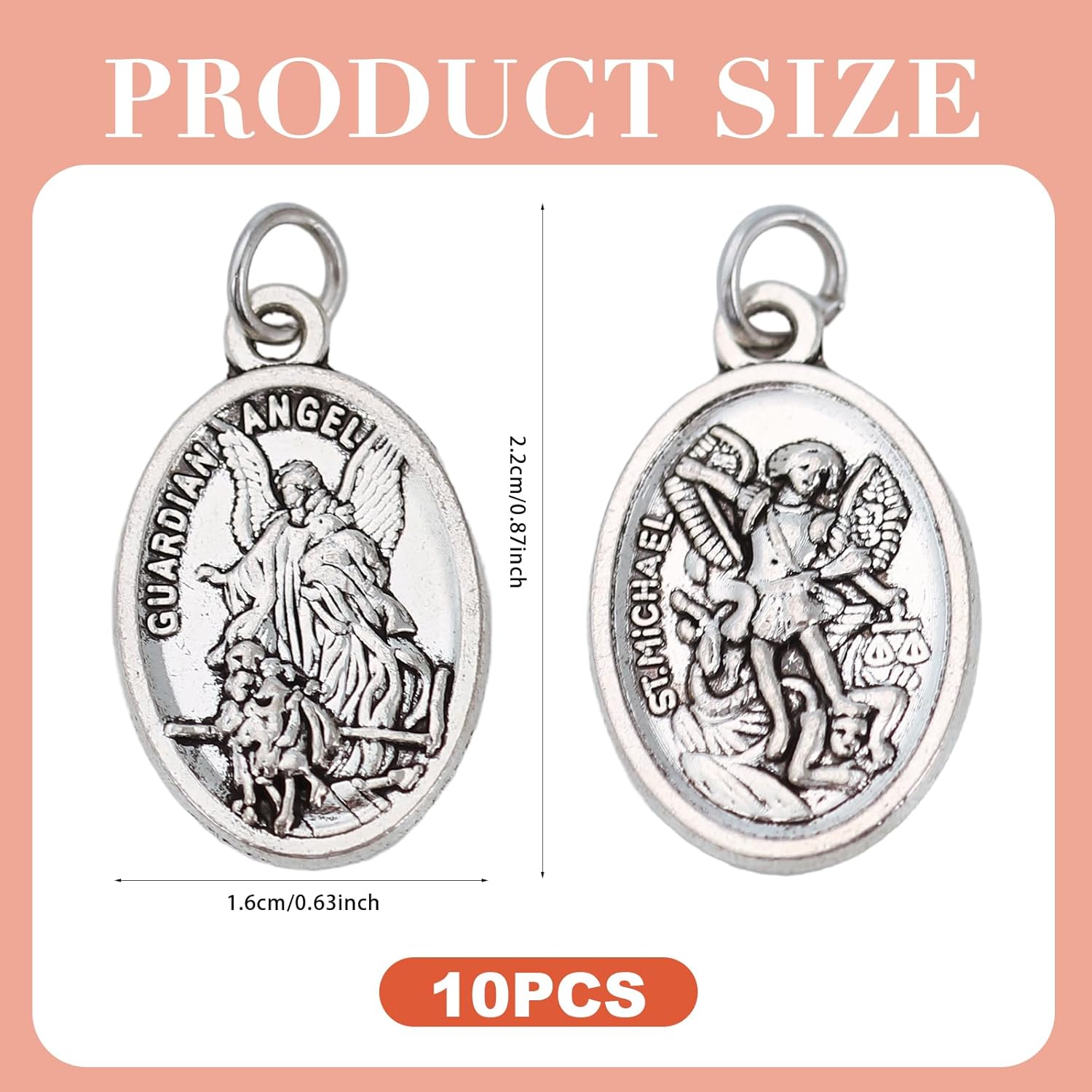 10 Pcs St Michael Medal Saint Michael Pendant,St Michael Pendant for Archangel Michael Necklace,San Miguel Arcangel Medalla Religious Medals for Men Women