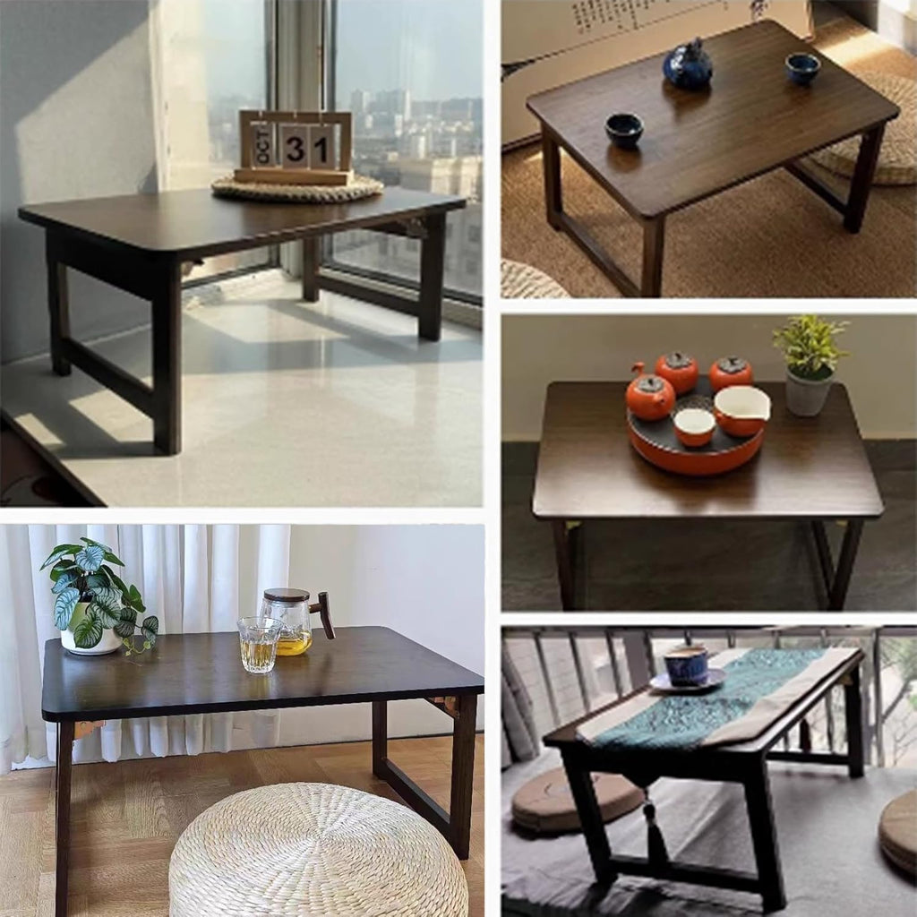 Japanese Floor Table Bamboo Japanese Folding Table Portable Solid Wood Japanese Coffee Table, No Assembly Folding Coffee Table for Sitting on The Floor, Easy Storage (31.5 * 17.7 * 13.8)