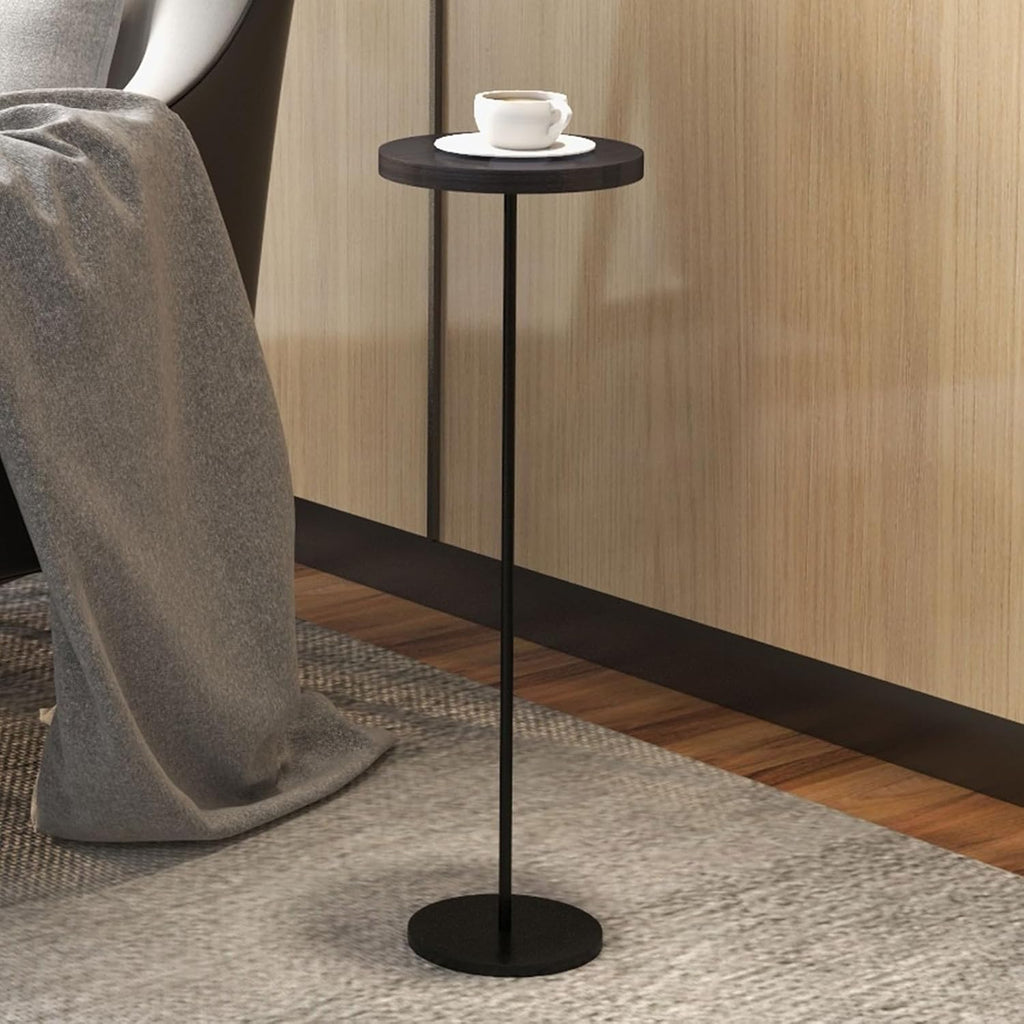 Drink Table, Round Pedestal with Weighted Base,Black Side Modern Cocktail Martini Small End Premium Accent Table for Sofa Couch Chair Living Room Bedroom Dorm Patio