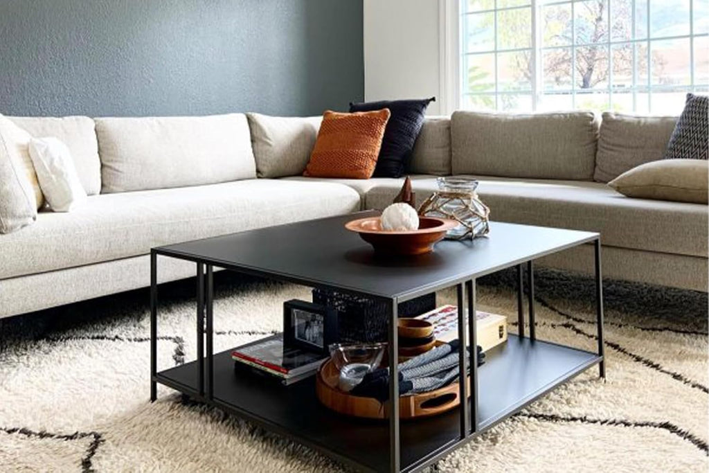 Uranus 2 Tiers Black Coffee Table - A Modern Living Room Furniture Piece for Home Office, Easy Assembly, 31.5” Square Center Table with Black Tabletop and Storage Shelf