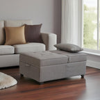 Cynefin Futon Chair with Lumbar Pillow and 3 Side Pockets, Sofa Bed Chair, Convertible 4 in 1 Ottoman Bed Tufted Fabric Gray (M, Gray)