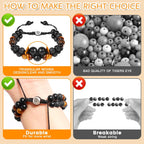 Triple Protection Bracelet - for Protect & Balance - Energy Crystal Handmade Bracelets for Men - Bring Good Luck & Prosperity, Tiger Eye Black Onyx and Lava Rock Jewelry Natural Stone Healing Bracelet