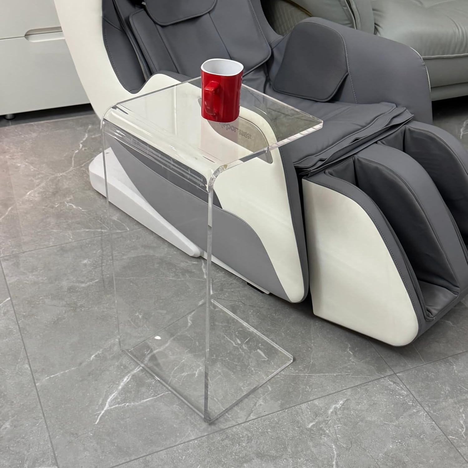 Acrylic Coffee Table for Living Room, 21in Modern Clear Coffee Table, Long End C Table for Bedroom, Dining Room, Kitchen Island, Hallway, Restaurant, Office (21.6 x 11.8 x 11.8 Inch)