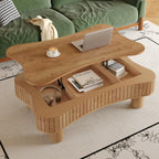 Lift Top Coffee Table with Storage for Living Room Mid Century Modern Coffee Table with Lifting Top Wood Fluted Coffee Tables with Lifts Up Tabletop for Home Apartment Office 38.6" Walnut Rectangle