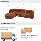 Acanva Luxury Modern Tight Curved Back Velvet Sofa, Minimalist Style Comfy Couch for Living Room Apartment, L-Shape Left Chaise, Tangerine