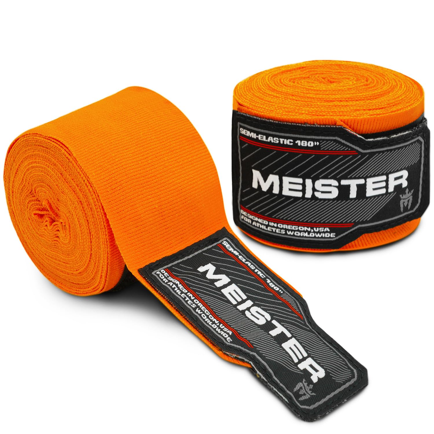 Meister Adult 180" Semi-Elastic Hand Wraps for MMA & Boxing (Pair)