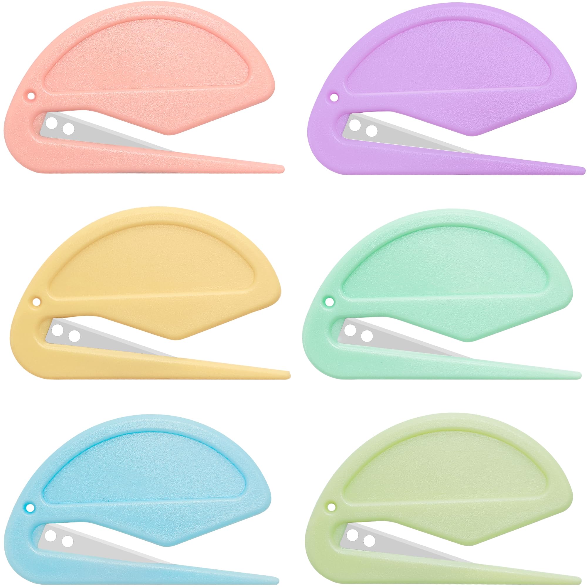 6-pak Macarons kuvertåbner - brevåbner kuvertskærer med sikker skjult skarp klinge til kvinder, mænd, kontorarbejdere, kandidatstuderende. Brevåbner til hjemmet, kontoret, postvæsenet