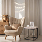 CENSI 18-Inch Grey Wash Accent End Table/Side Table for Living Room, Modern Industrial, Square, Metal and Wood (French Oak)