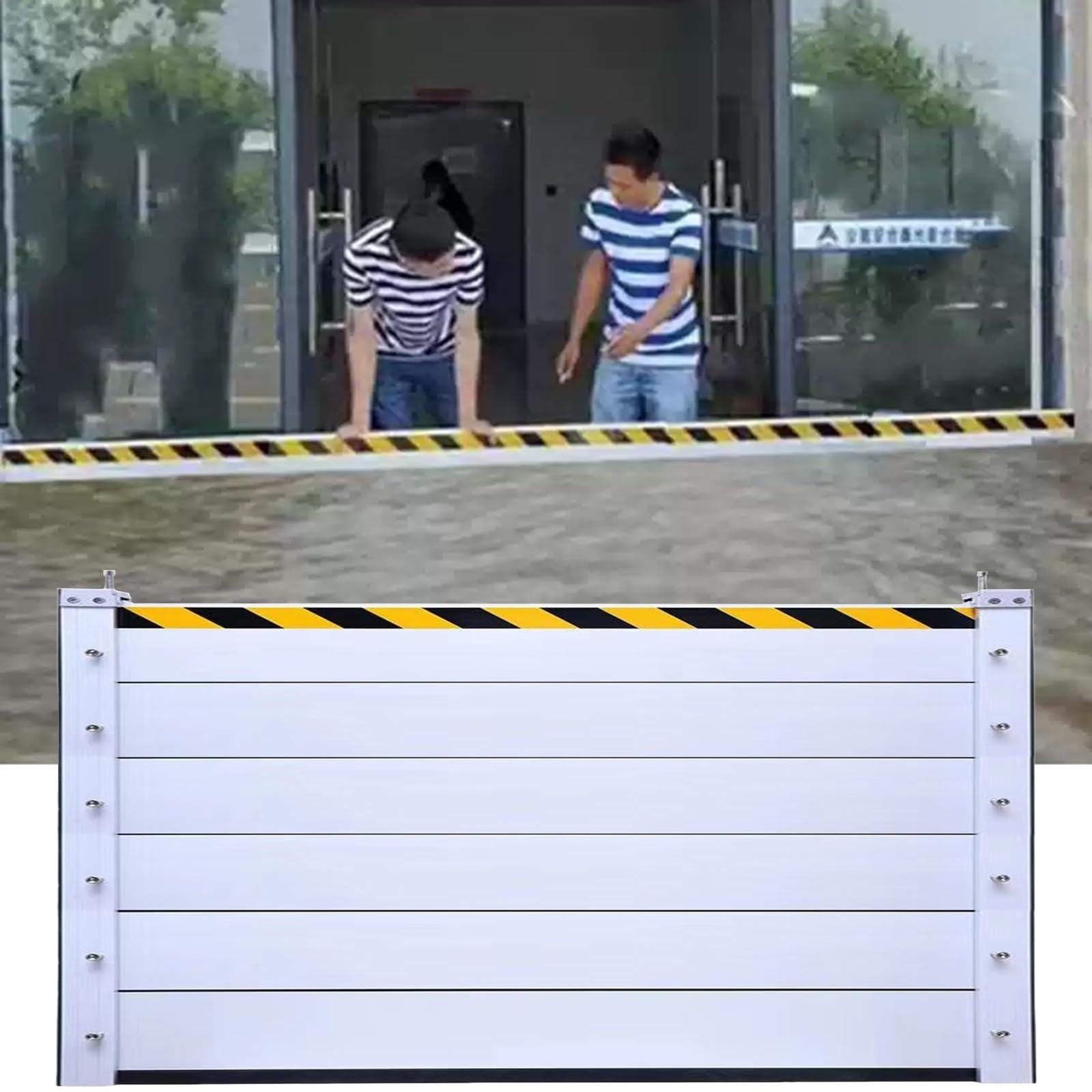 Metal Reusable Removable Flood Gate, Flood Preventing Barrier for Subways Garage, Thick Aluminum Flooding Water Barrier with Reflective Stickers, Length Customized(H-5.2ft(1.6m),L-8ft(2.44m))