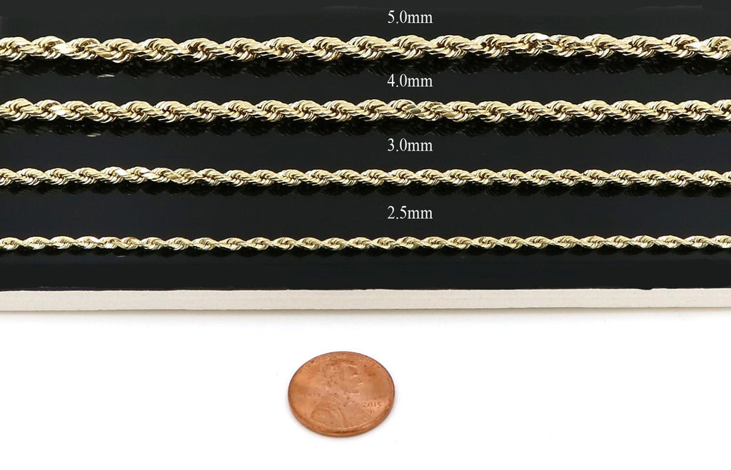 Gult guld diamantskåret rebkæde ægte solid 14k 22" til 26", 5,0 mm (28)