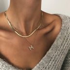 LEXODY Bubble Letter Necklace Gold for Women, Dainty 14K Gold A-Z Diamond Balloon Initial Necklaces Trendy Simple Chunky Cubic Zirconia Alphabet Necklace Waterproof Jewelry for Women Gifts