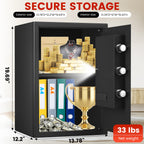 Coffre-fort domestique grand 3,0 pi³ avec sac ignifuge et étanche, coffres-forts numériques pour la maison avec serrure à clavier et clé, coffre-fort pour documents et argent, coffre de sécurité pour bureau, hôtel et usage personnel