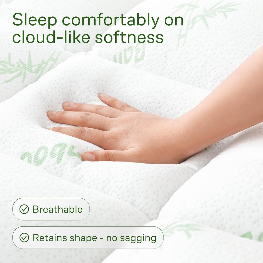 Niagara Sleep Solution Ultra Soft Queen Size Mattress Topper - Viscose Made from Bamboo Pillow Top Mattress Pad for Back Pain Relief - Naturally Cooling for Hot Sleepers, Green