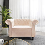 Chesterfield 3 Seater Sofa, Modern Leather Tufted Couch 3 Seater with Rolled Arms and Nailhead Mid-Century Upholstered Couch for Living Room, Bedroom, Apartment and Office, Claret