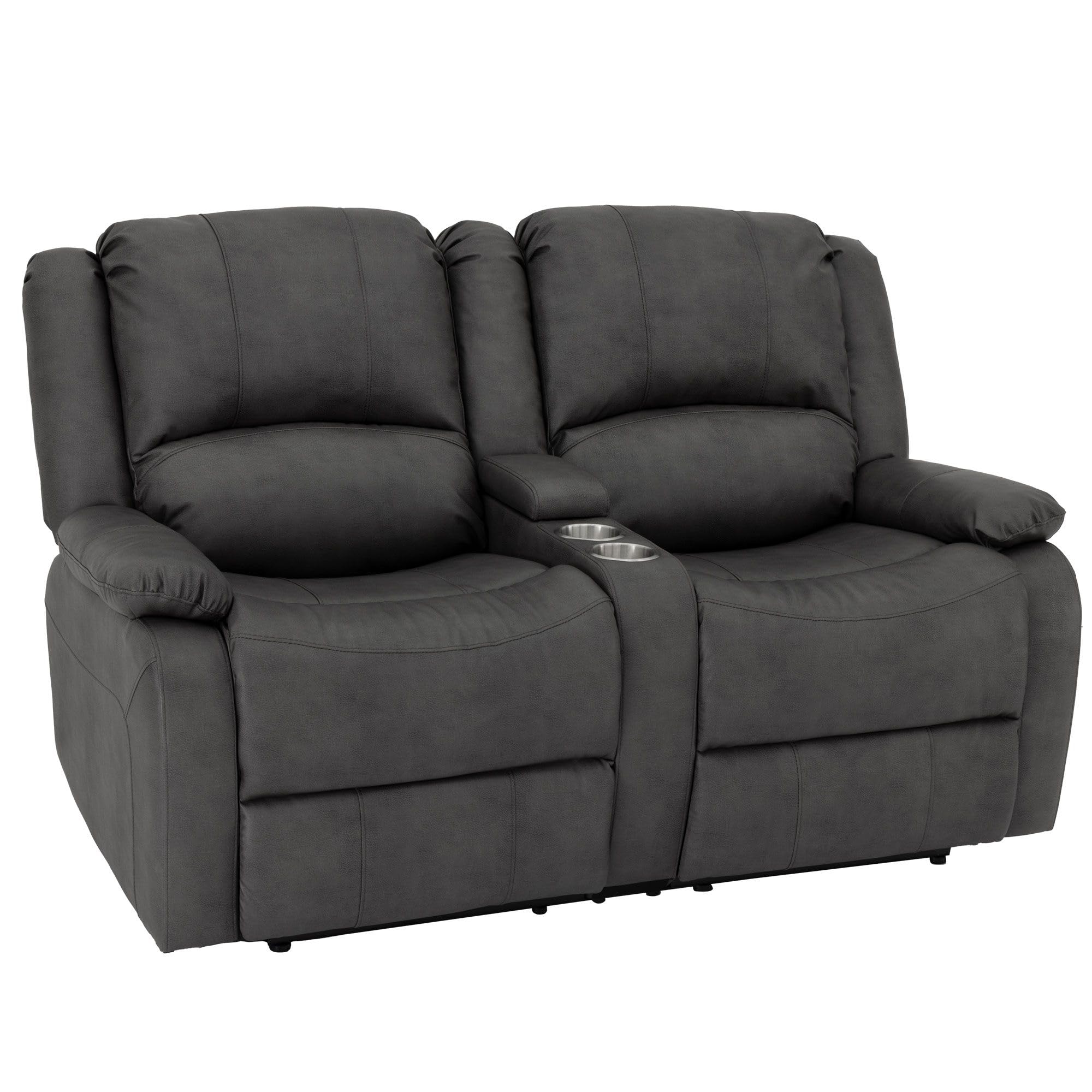 RecPro Charles 67" Double Recliner RV Sofa | Zero Wall Loveseat for Camper | Wall Hugger Couch | Fifth Wheel Theater Seating | Upgraded 2023 Fabric (Toffee)