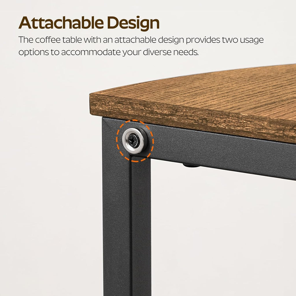 End Tables Set of 2, 23.6" Half Round Coffee Tables, Half Moon Table, 2-Tier Nightstands with Open Shelves, Entryway Table for Living Room, Bedroom, Rustic Brown KF02BR