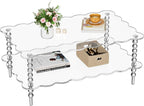 Acrylic Coffee Table, 2-Tier Living Room Table with Storage, Center Table Mid-Modern Century for Living Room, Easy to Assemble (Clear, 37.8“×23.6“×15.7”)