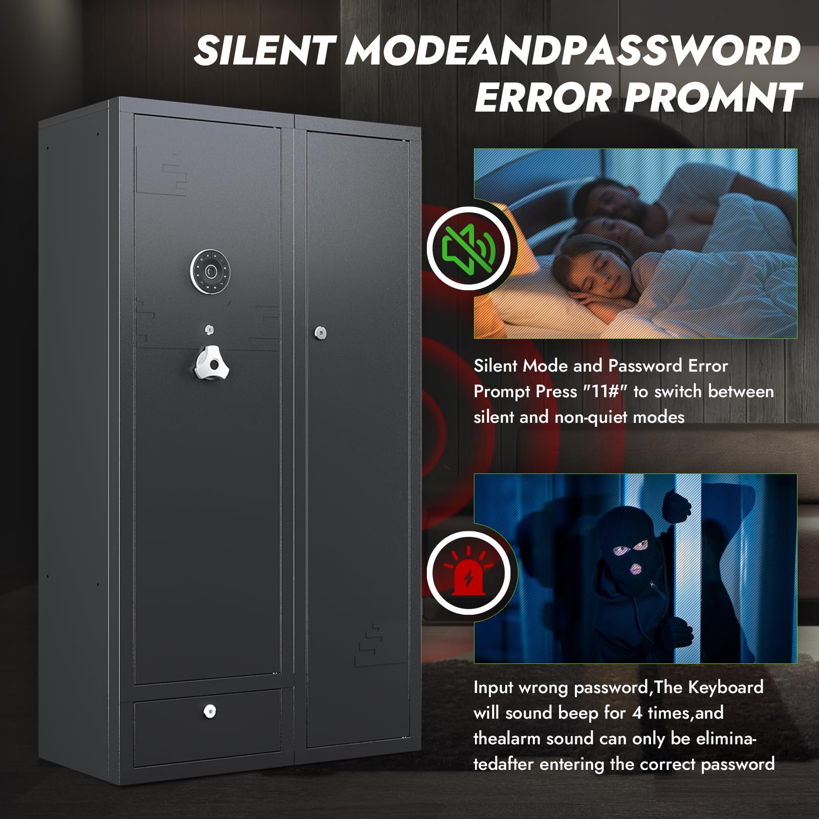 KAER 15-18 Gun Safe,Gun Safes for Rifles and Pistols,Rifle Safe,Gun Cabinet,Gun Safes for Home,Gun Safe for Rifles with Digital Keypad,Drawer,Removable Shelf (Unassembled)