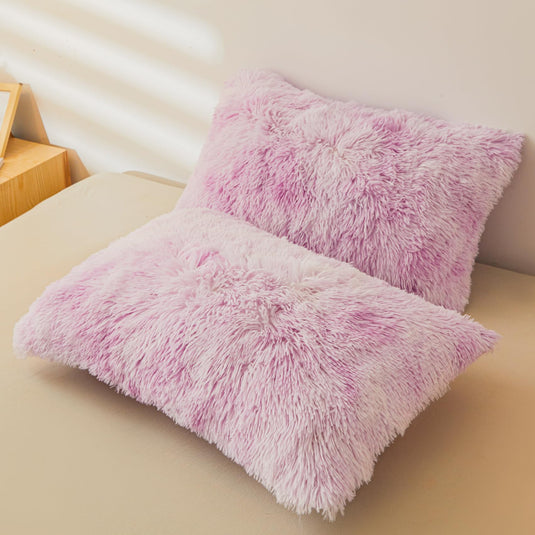 Fluffy Pink Faux Fur Comforter Cover Set，Fluffy Fuzzy Plush Pink Bedding 3Pcs (1 Faux Fur Duvet Cover +2 Fuzzy Pillowcases) Pink Fluffy Bed Set (Pink, Queen)