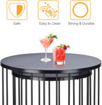 LEWIS&WAYNE Outdoor Side Table Set of 2, Metal Circle Accent End Tables for Balcony Backyard Garden Indoor Living Room, Durable Black Nesting Coffee Tables, 20”+16” Dia