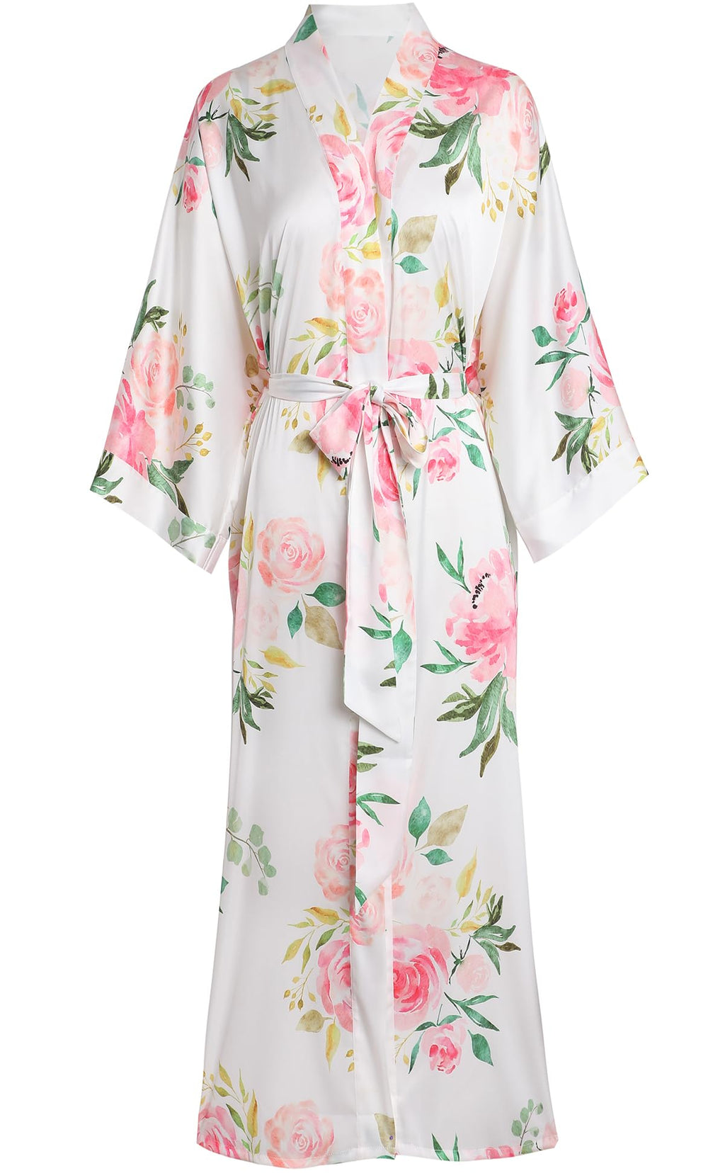 Aensso Long Soft Lightweight Silky Kimonos Robes for Women, Luxury Japanese Floral Womens Kimono Robe