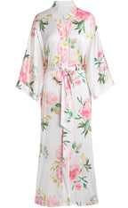 Aensso Long Soft Lightweight Silky Kimonos Robes for Women, Luxury Japanese Floral Womens Kimono Robe
