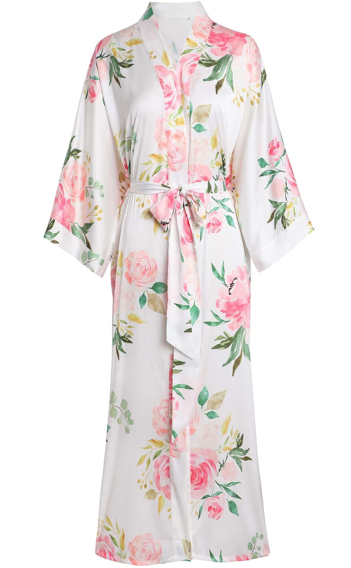 Aensso Long Soft Lightweight Silky Kimonos Robes for Women, Luxury Japanese Floral Womens Kimono Robe