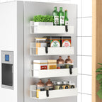 6 Pack Magnetic Spice Storage Rack Organizer for Refrigerator and Oven, Black Fridge Organizers and Storage