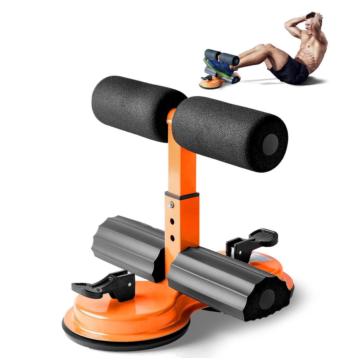 SQUATZ Abs Master - Machine ultime pour redressements assis avec support pour pieds à double ventouse - Barre d'assistance pour sit-ups, exercices abdominaux et exercices du tronc - Capacité de 661 lbs