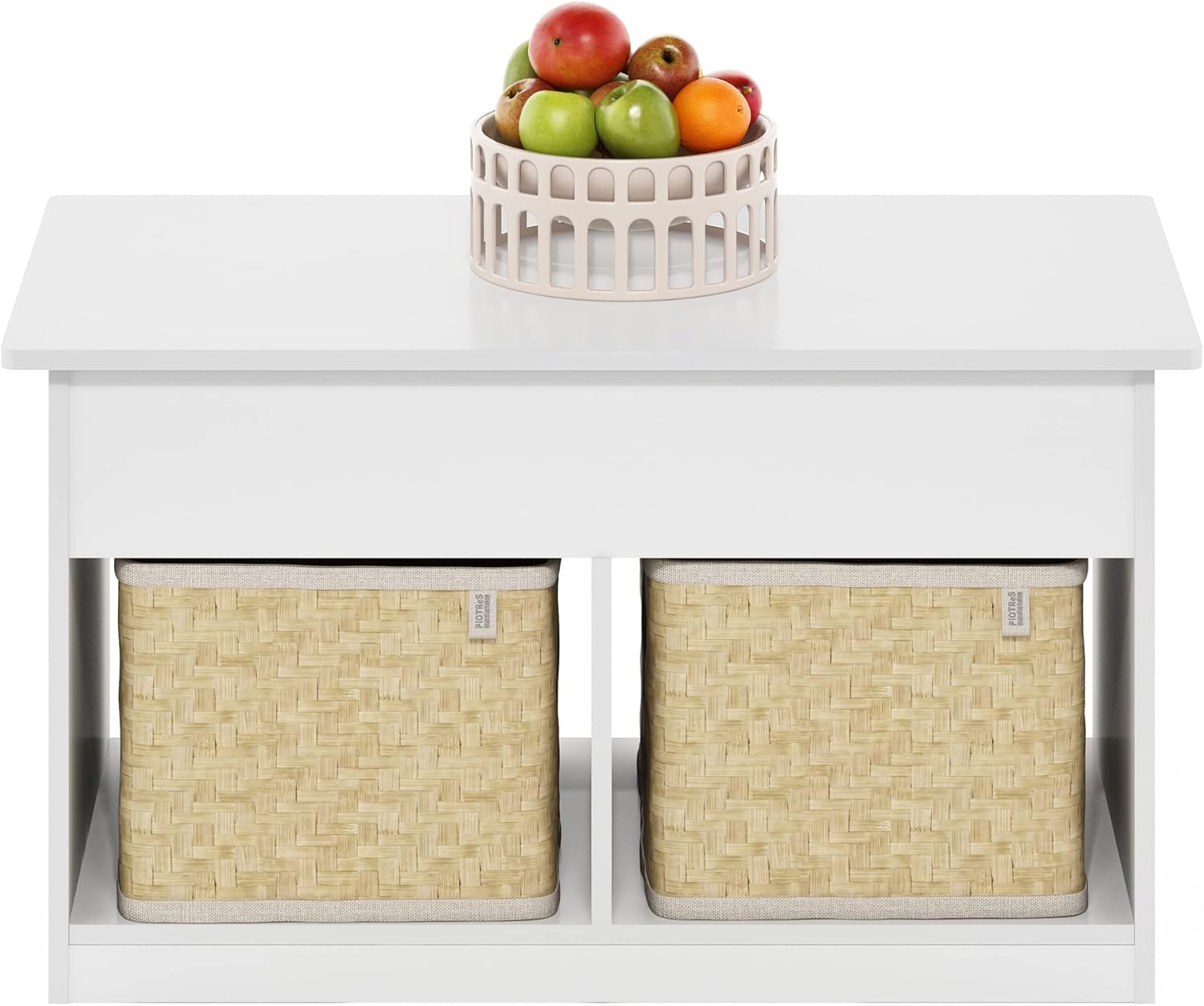 Furinno Jensen Living Room Lift Top Coffee Table with Hidden Compartment, Solid White