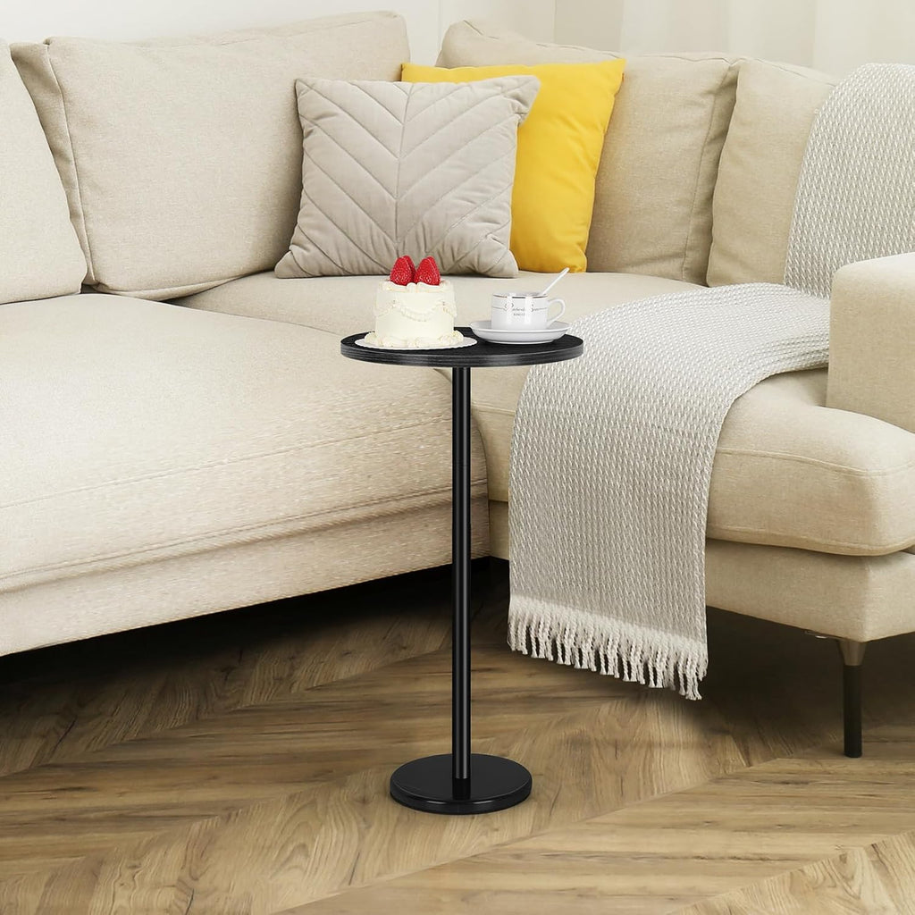 Round Side Table Small End Table Set of 2 Black Round Coffee Table Modern Nightstand Kids Bedside Table Outdoor Accent Table for Small Spaces Living Room Bedroom Patio