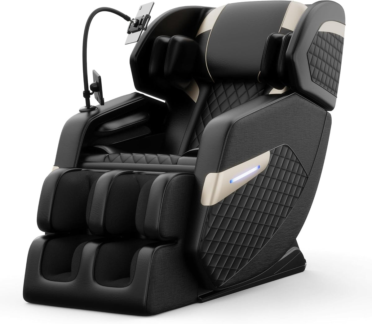 Luxury Zero Gravity Full-Body Massage Chair with Heating, Bluetooth Audio, and Foot Rollers - Home Relaxation Recliner (Velvet Black)