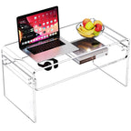 Acrylic Coffee Table for Living Room Clear Rectangle Lucite Table with Open Storage Shelf, Orange