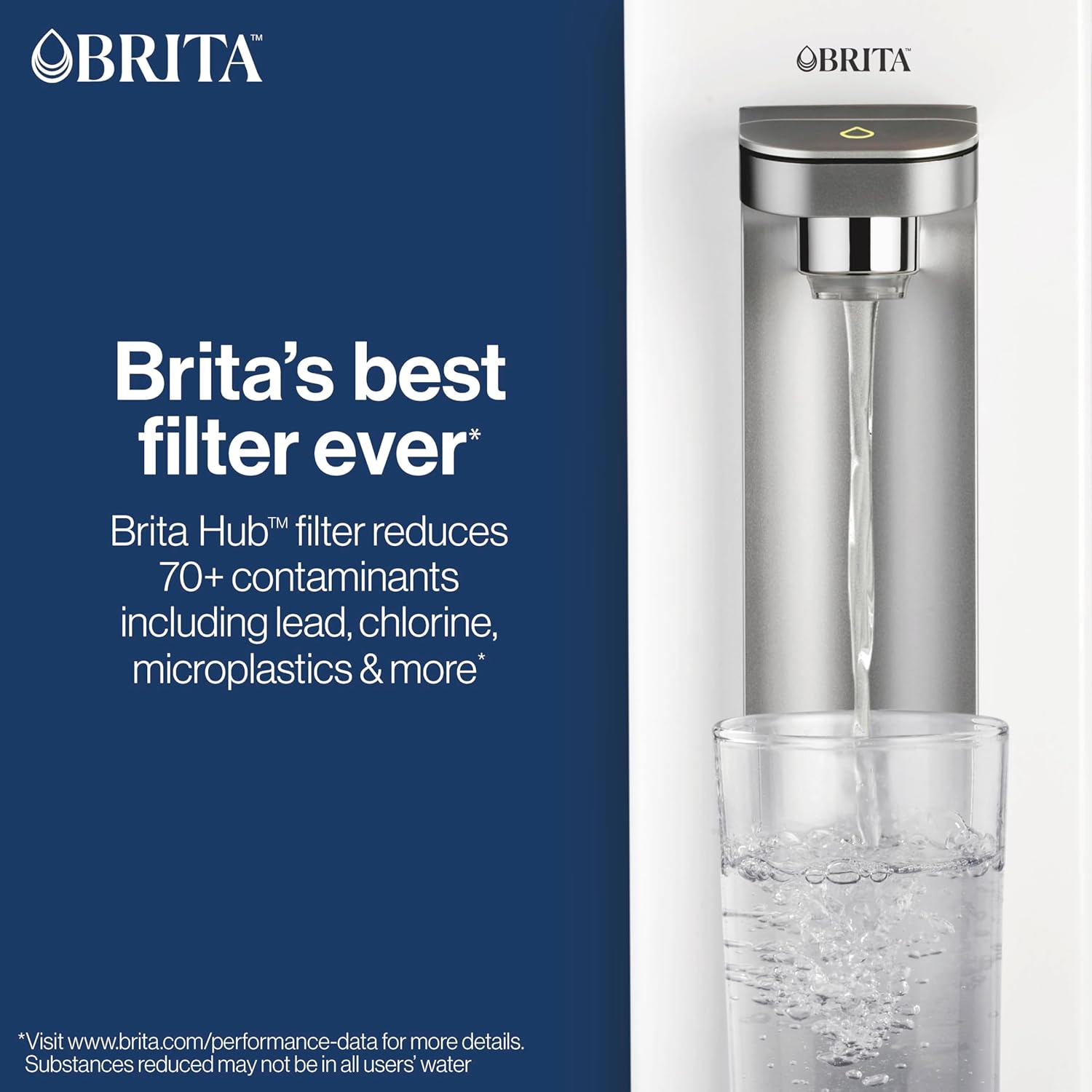 Brita Hub Compact Instant Powerful Countertop Water Filter System, Reduces 70+ Contaminants, 9 Cup Water Reservoir, Includes 6 Month Carbon Block Filter, White, 87344