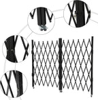 Double Folding Security Door, 5.25' H x 9.84' W Wall Mounted Scissor Gate - Iron & Aluminum Alloy Accordion Gate with 360 Rolling Barricade