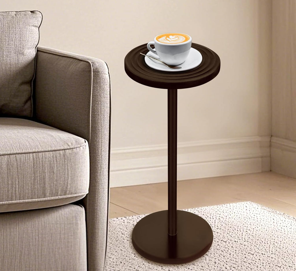 ZYBT Pedestal Side Table,10.24" Natural Wood Round Coffee Table, Drink Table Pedestal, Coffee Tables for Small Spaces, Martini Tables, Round Cocktail Small Side Tables for Living Room(Black)