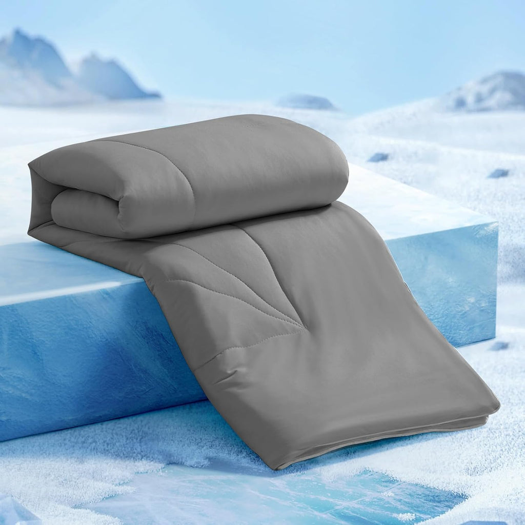 Elegear Revolutionary Cooling Comforter Queen Absorb Body Heat to Keep Cool, Cooling Blanket for Hot Sleepers Japanese Arc-Chill 3.0 Cool Tech Fabric Summer Comforter Hypo-Allergenic Cool Quilt - Gray