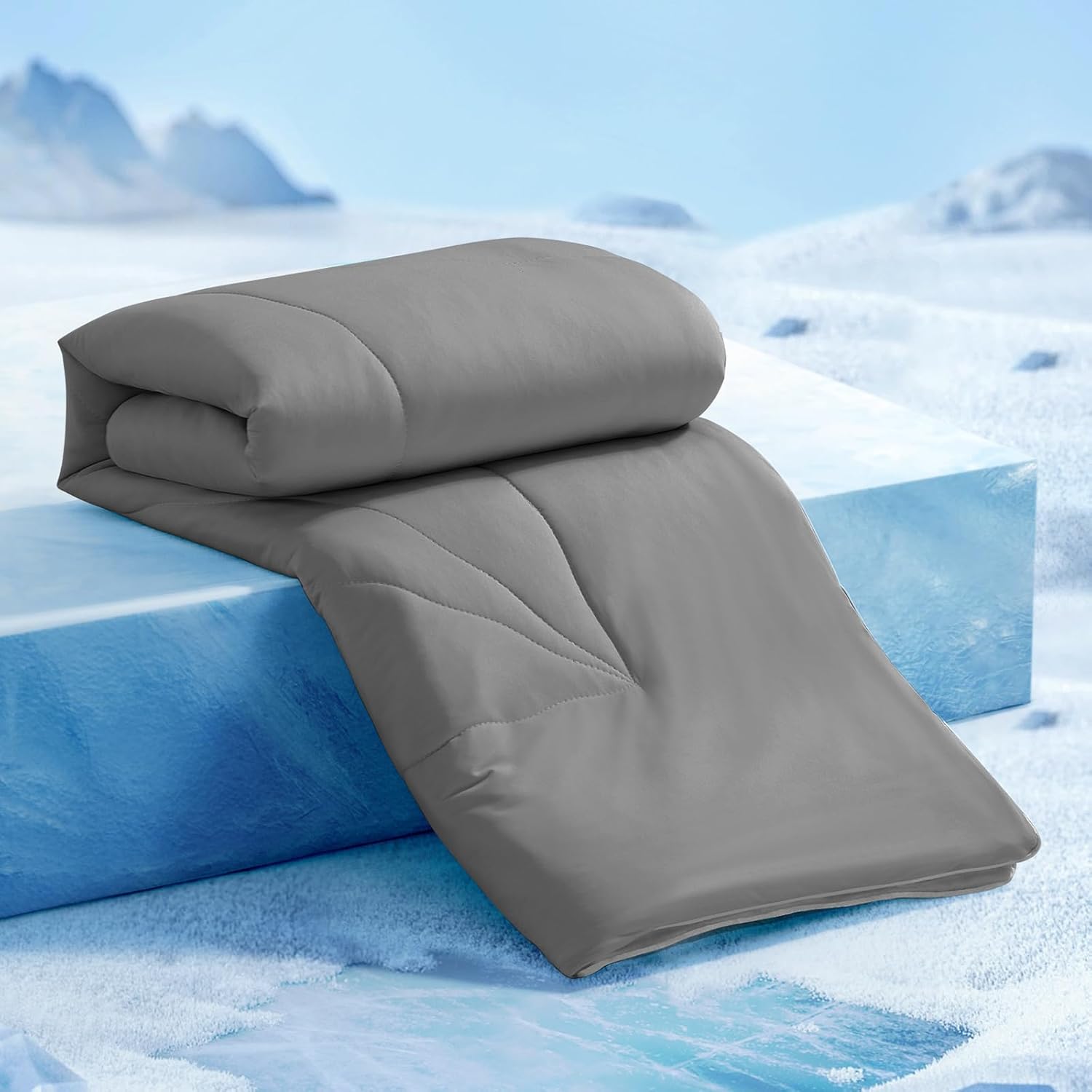 Elegear Revolutionary Cooling Comforter Queen Absorb Body Heat to Keep Cool, Cooling Blanket for Hot Sleepers Japanese Arc-Chill 3.0 Cool Tech Fabric Summer Comforter Hypo-Allergenic Cool Quilt - Gray