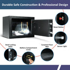 Voncabay Money Safe Box for Home with Sensor Light & Fireproof Security Safe Box for Money Safe with Keys & Pass Code, Lock Box Fireproof Safe with Digital Keypad