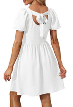 OFEEFAN White Plus Size Dress Short Sleeve Mini Dress for Women Square Neck Casual Summer 2XL