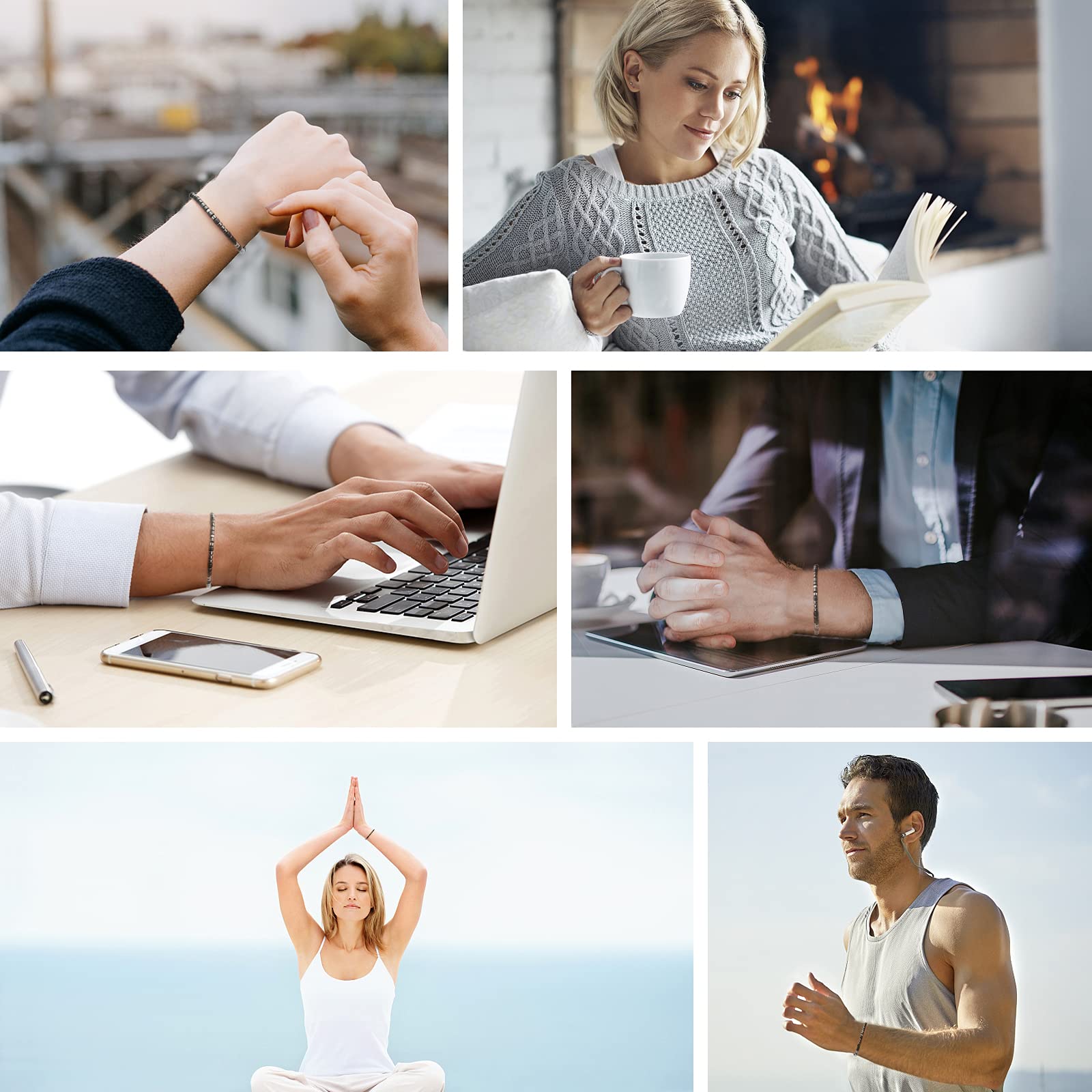 KDQUEERY 2 PCS Bracelets en code Morse pour femmes et hommes, bracelets réglables "Je t'aime" assortis, cadeaux pour couples, maman, fille, meilleure amie, bracelets inspirants avec perles d'hématite noire