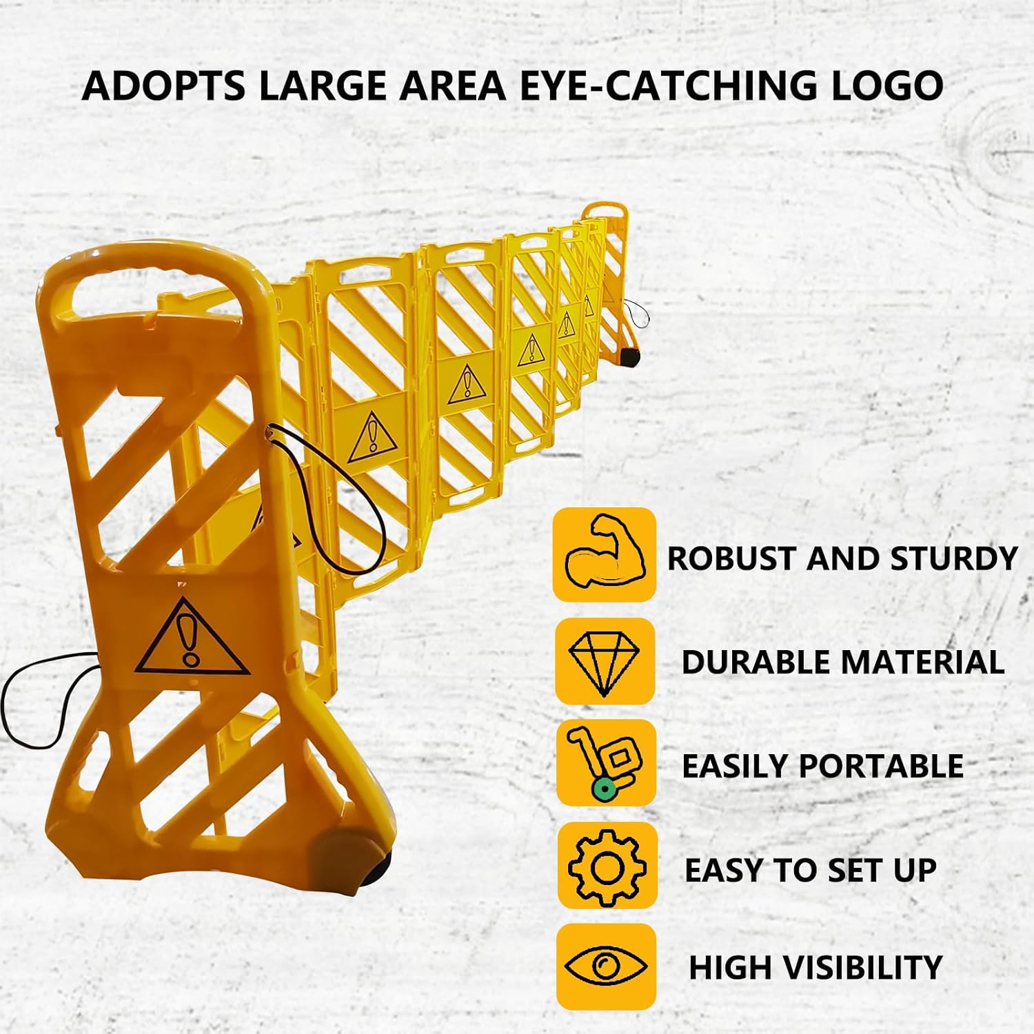 13 Foot Portable Driveway Fence Safety Barriers Barricade Expandable Mobile Folding System for Construction Traffic Control Driveway Gate Outdoor