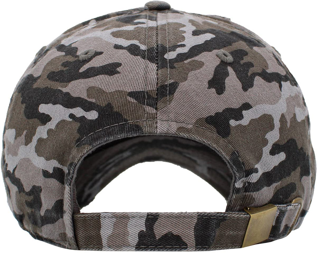 KBETHOS KBE-VINTAGE BLK-CAM Vintage Washed Cotton Baseball Cap, Black Camo