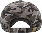 KBETHOS KBE-VINTAGE BLK-CAM Vintage Washed Cotton Baseball Cap, Black Camo