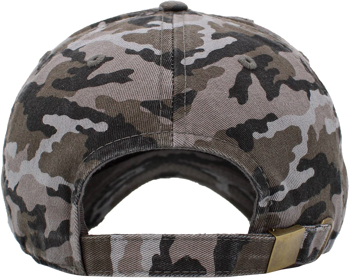 KBETHOS KBE-VINTAGE BLK-CAM Vintage Washed Cotton Baseball Cap, Black Camo