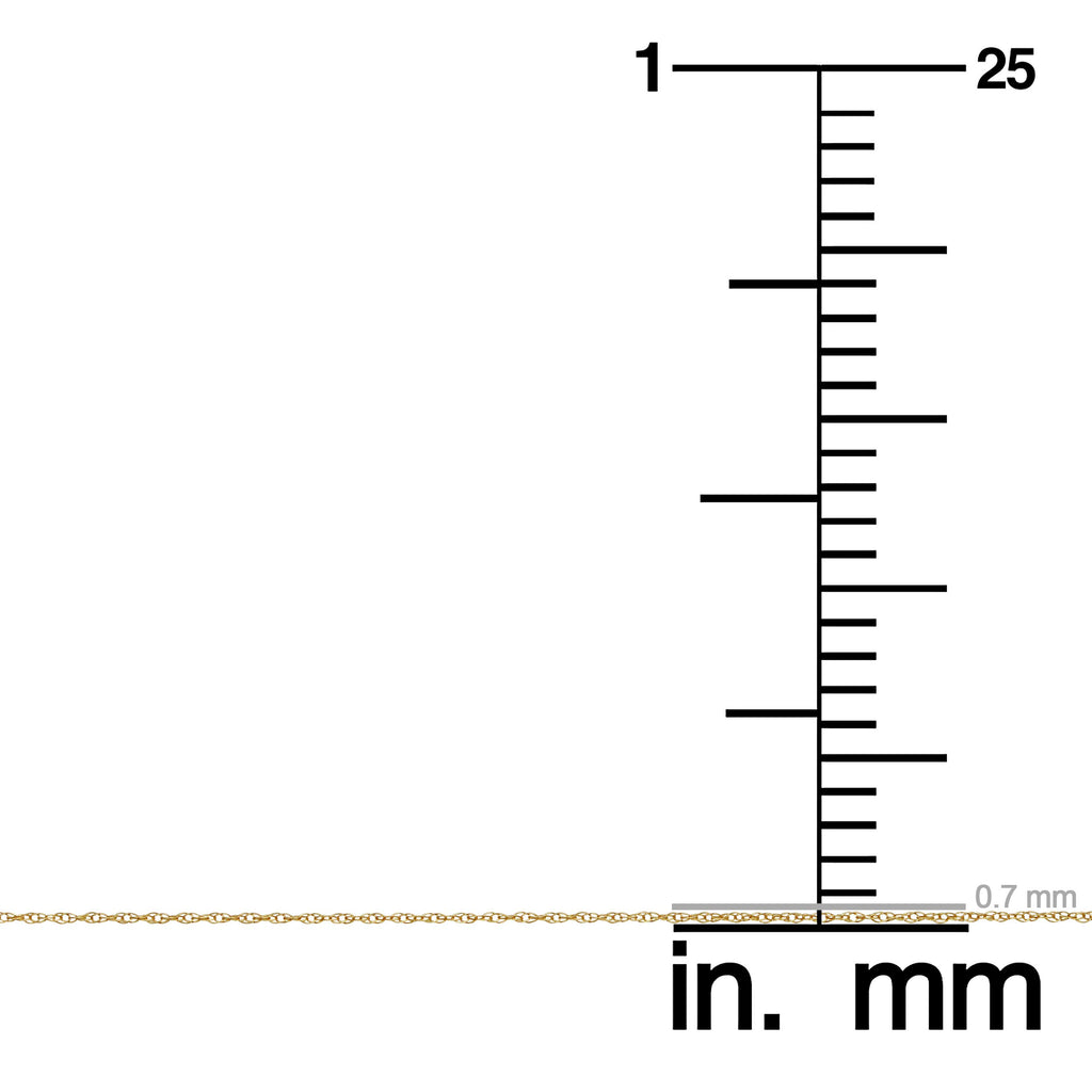 Kooljewelry 14k Yellow Gold Rope Chain Pendant Necklace (0.7 mm, 14 inch)