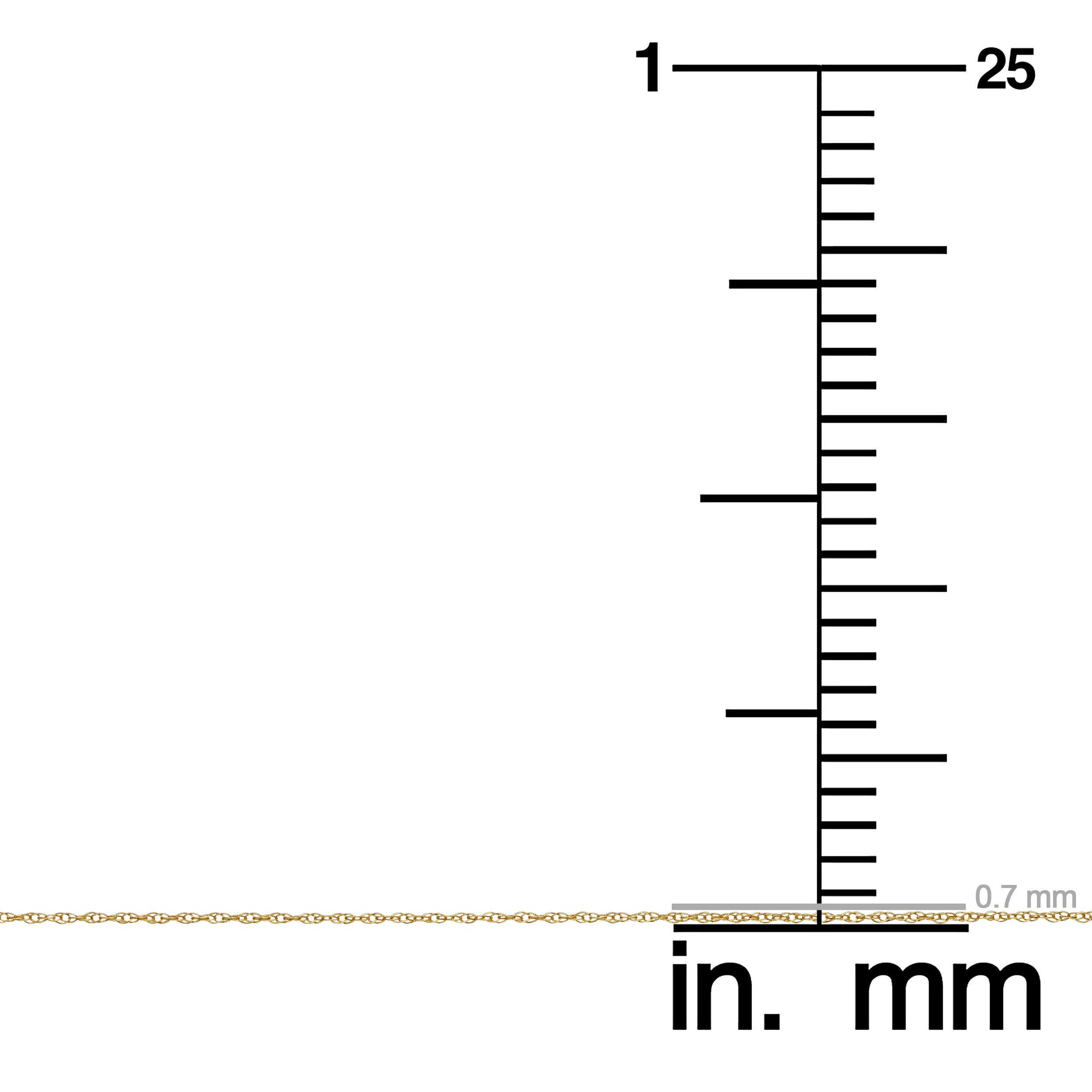 Kooljewelry 14k Yellow Gold Rope Chain Pendant Necklace (0.7 mm, 14 inch)