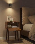 YMYNY Fluted Nightstand, Small End Table, Modern Coffee Table with Drawer, Solid Wood Legs, 13.8" x 10.6" x 20.9", for Bedroom and Small Spaces, Rustic Brown UHST014H-2